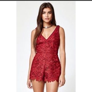 Kendall + Kylie Red Lace Romper